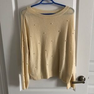 H&M | Pearl Studded Cream Sweater